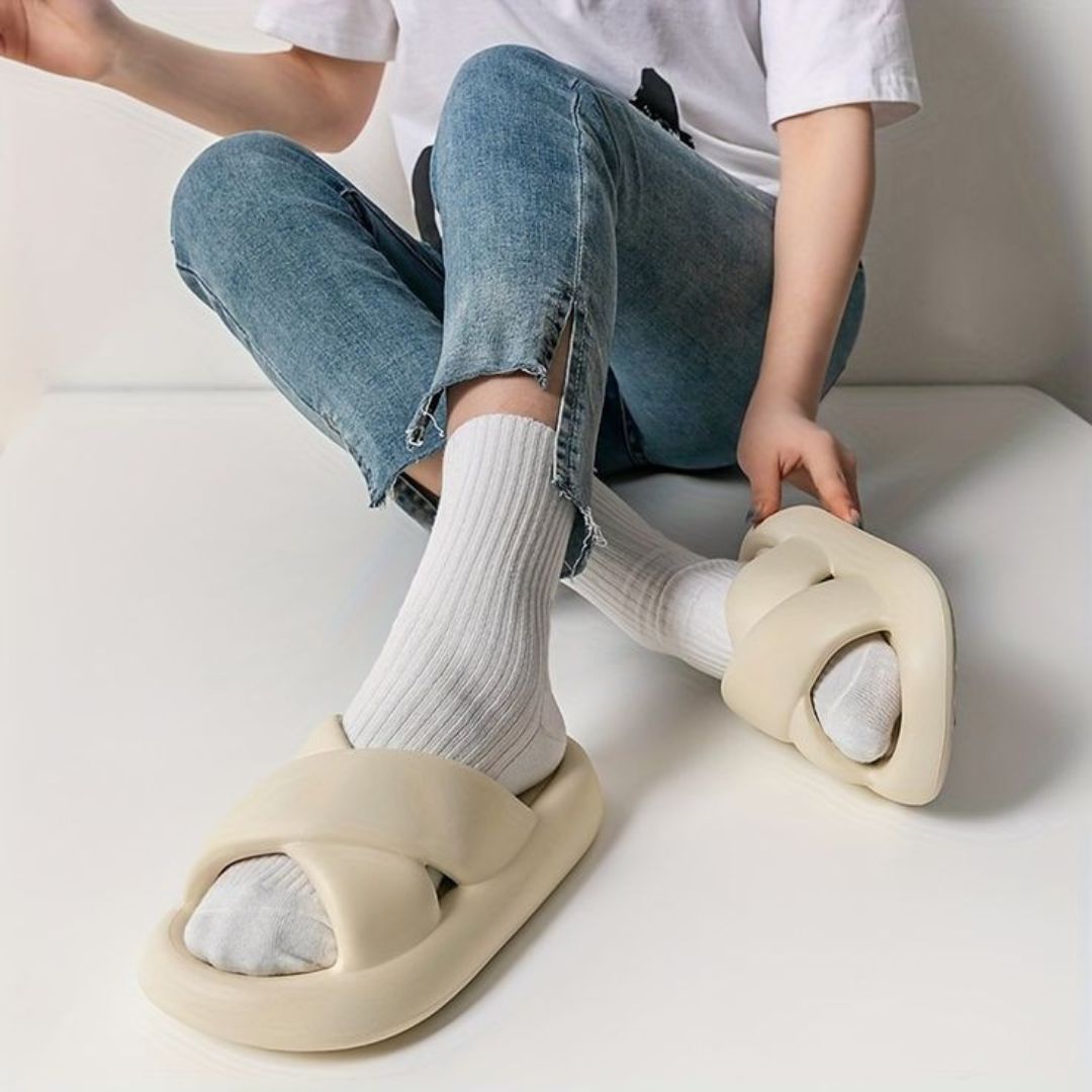 Criss cross slippers online womens