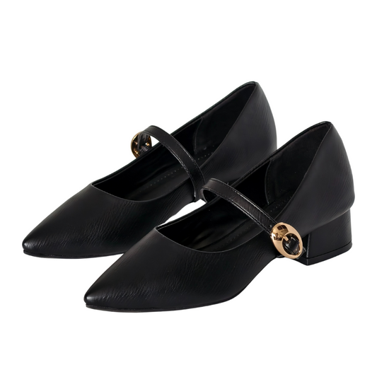 Pointed Black Block Heels