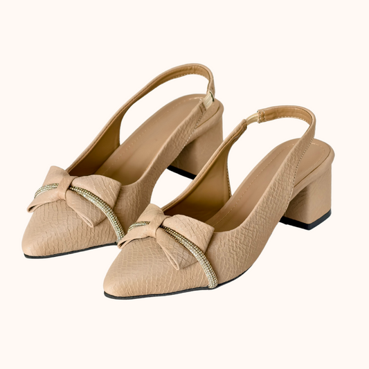 Sparkle Nude Bow Heels