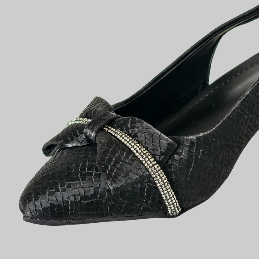 Sparkle Black Bow Heels