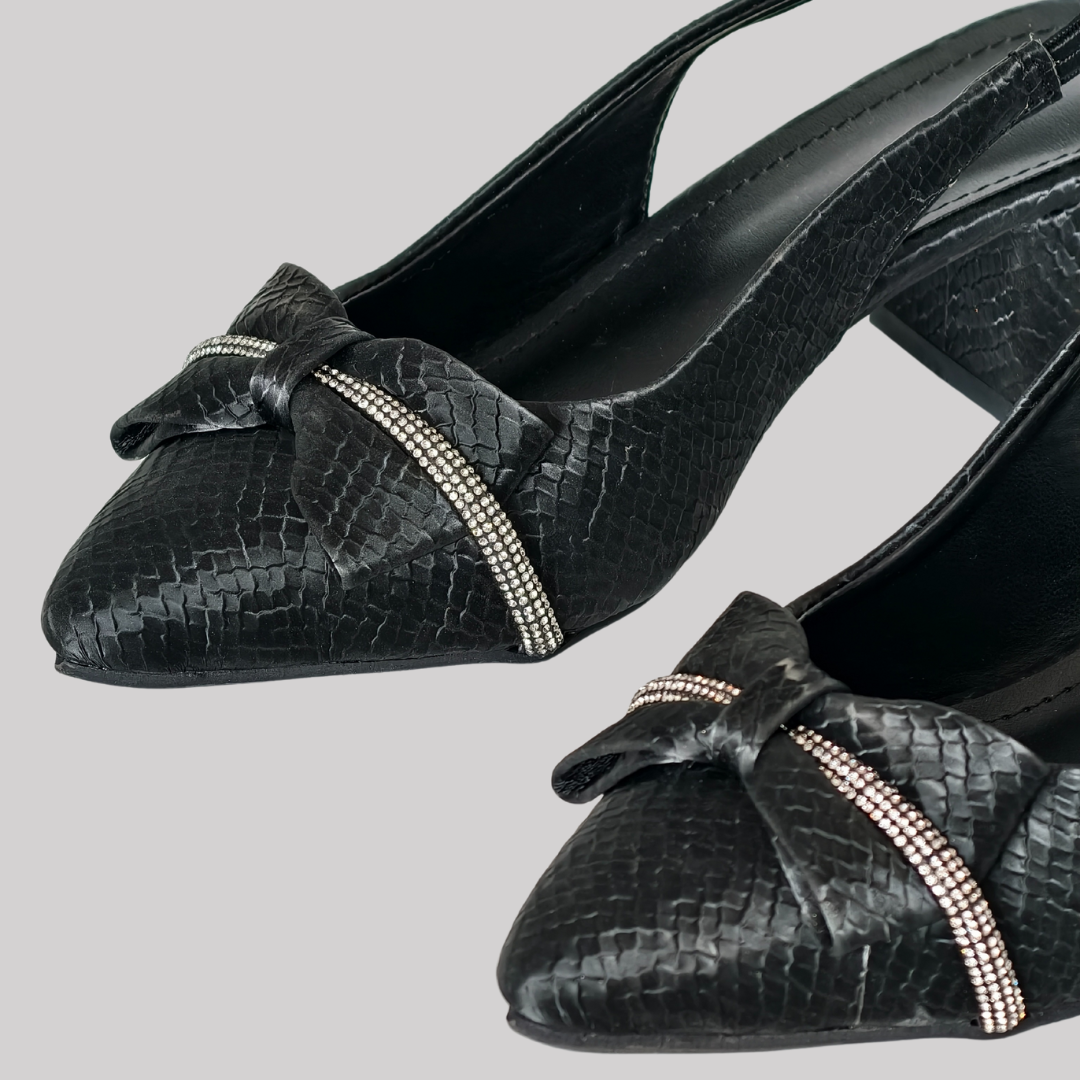 Sparkle Black Bow Heels