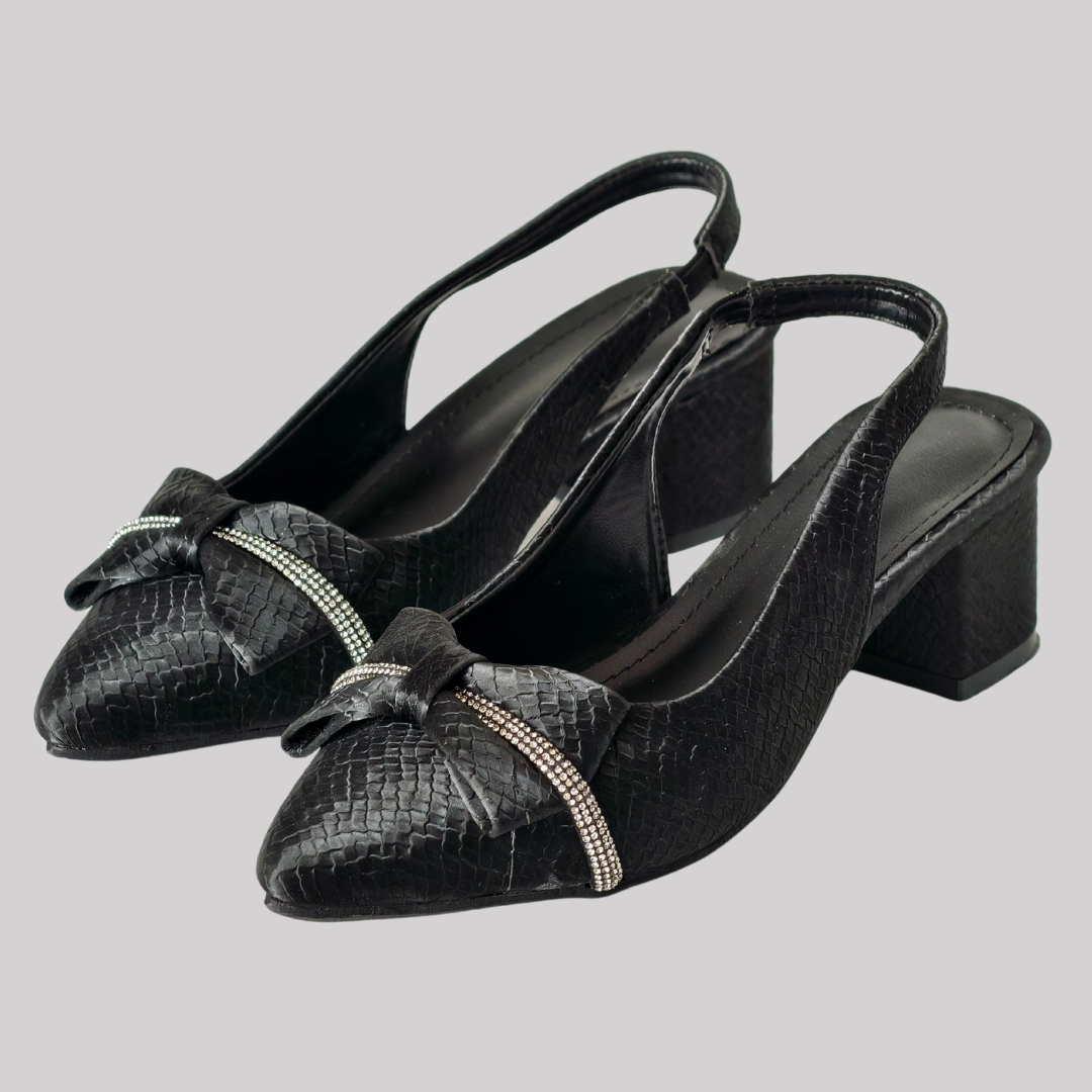 Sparkle Black Bow Heels