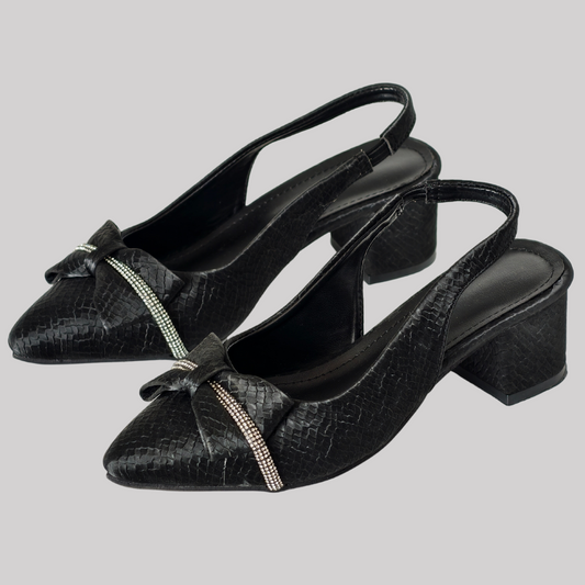 Sparkle Black Bow Heels