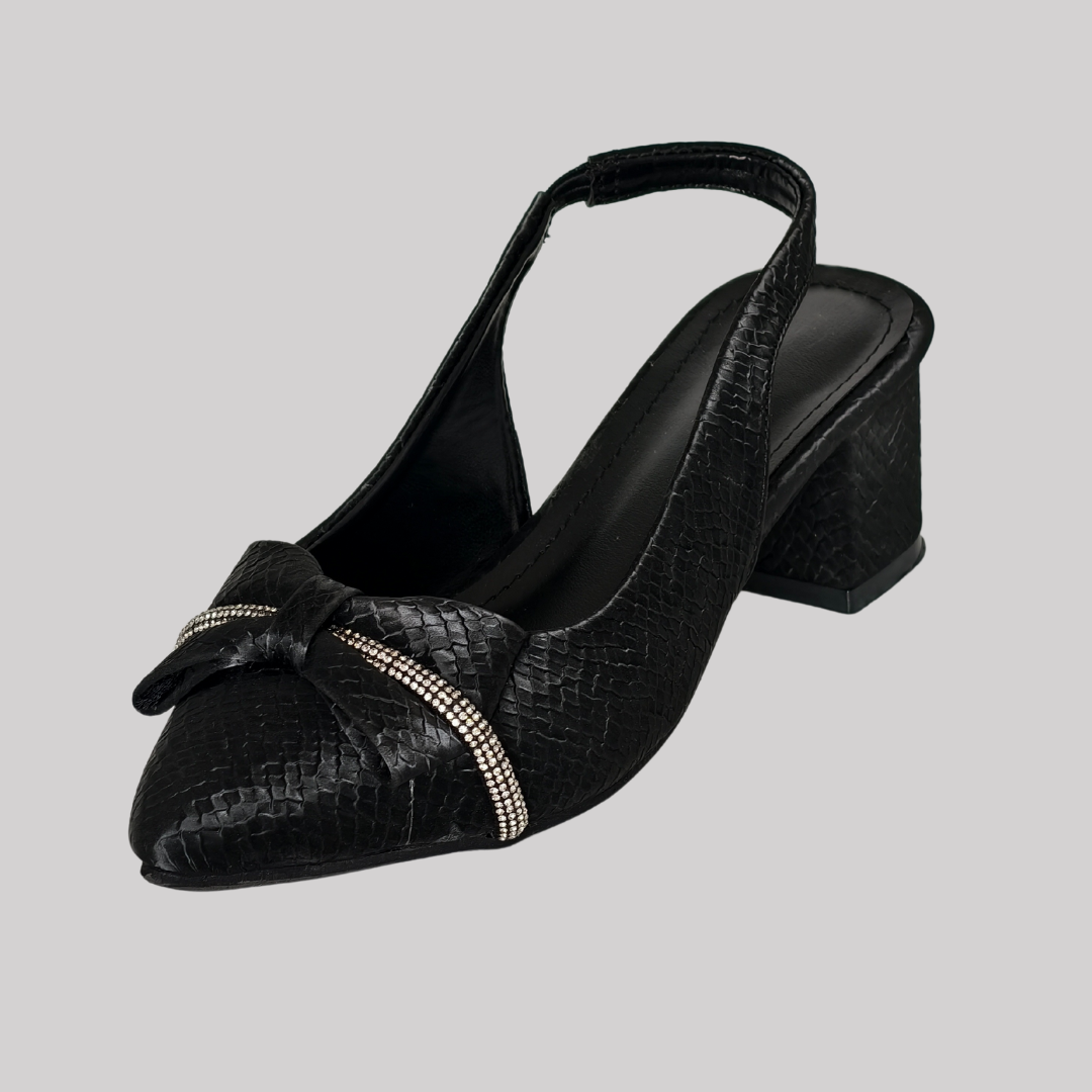 Sparkle Black Bow Heels