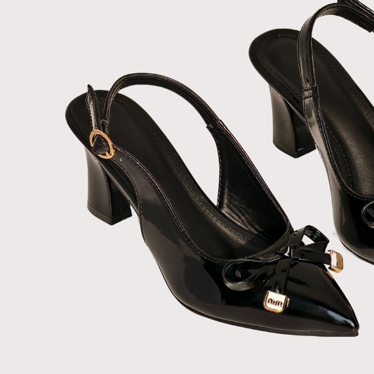 Black Bow Pointed Heels