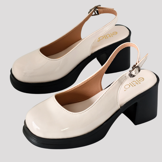 Cream Block-Heeled Sandal