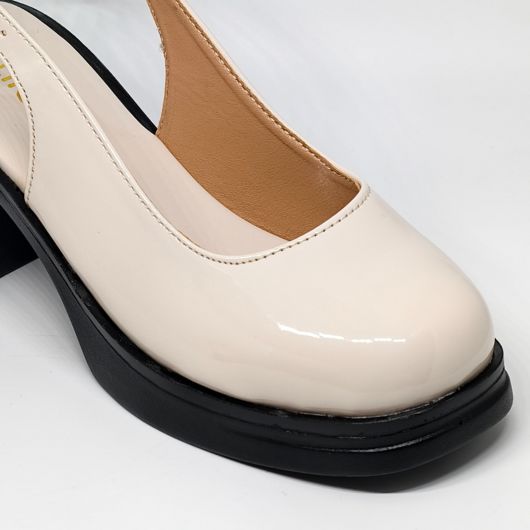 Cream Block-Heeled Sandal