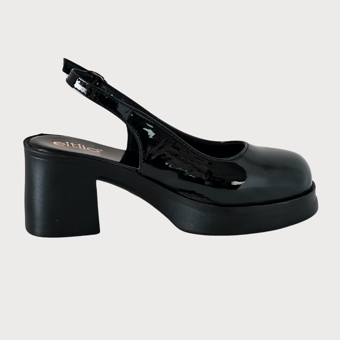 Black Block-Heeled Sandal