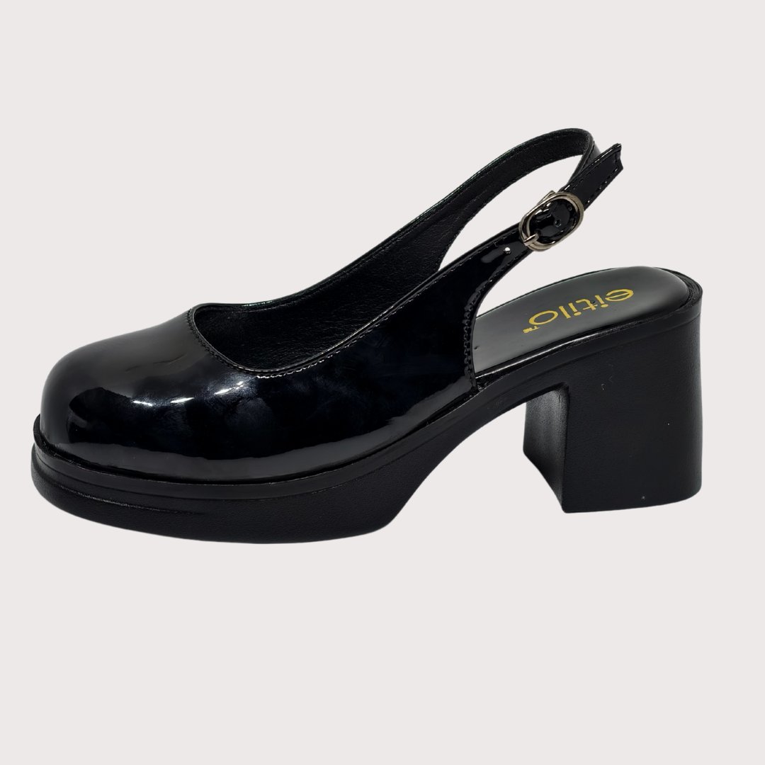 Black Block-Heeled Sandal