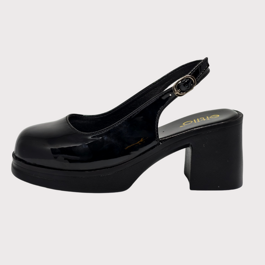 Black Block-Heeled Sandal