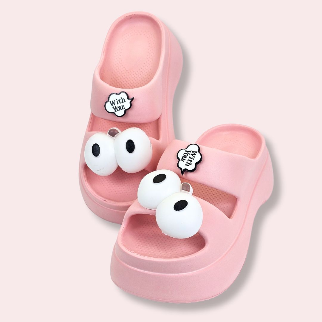 Pink Googly Toes Slides