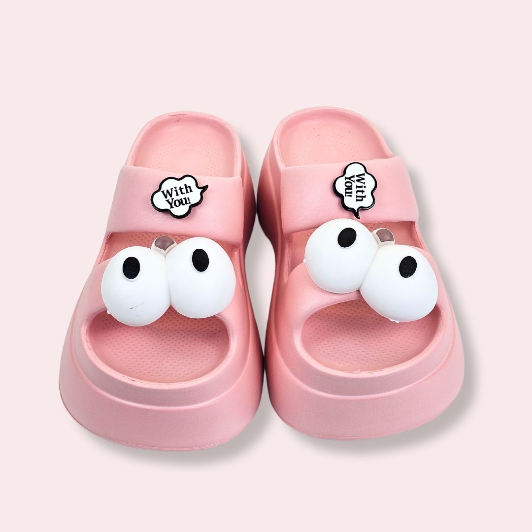 Pink Googly Toes Slides