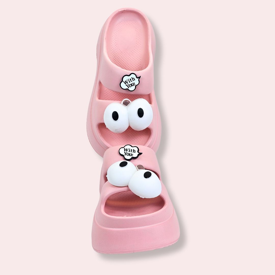 Pink Googly Toes Slides