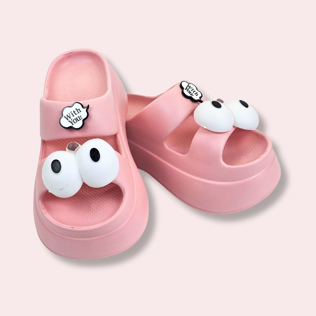 Pink Googly Toes Slides