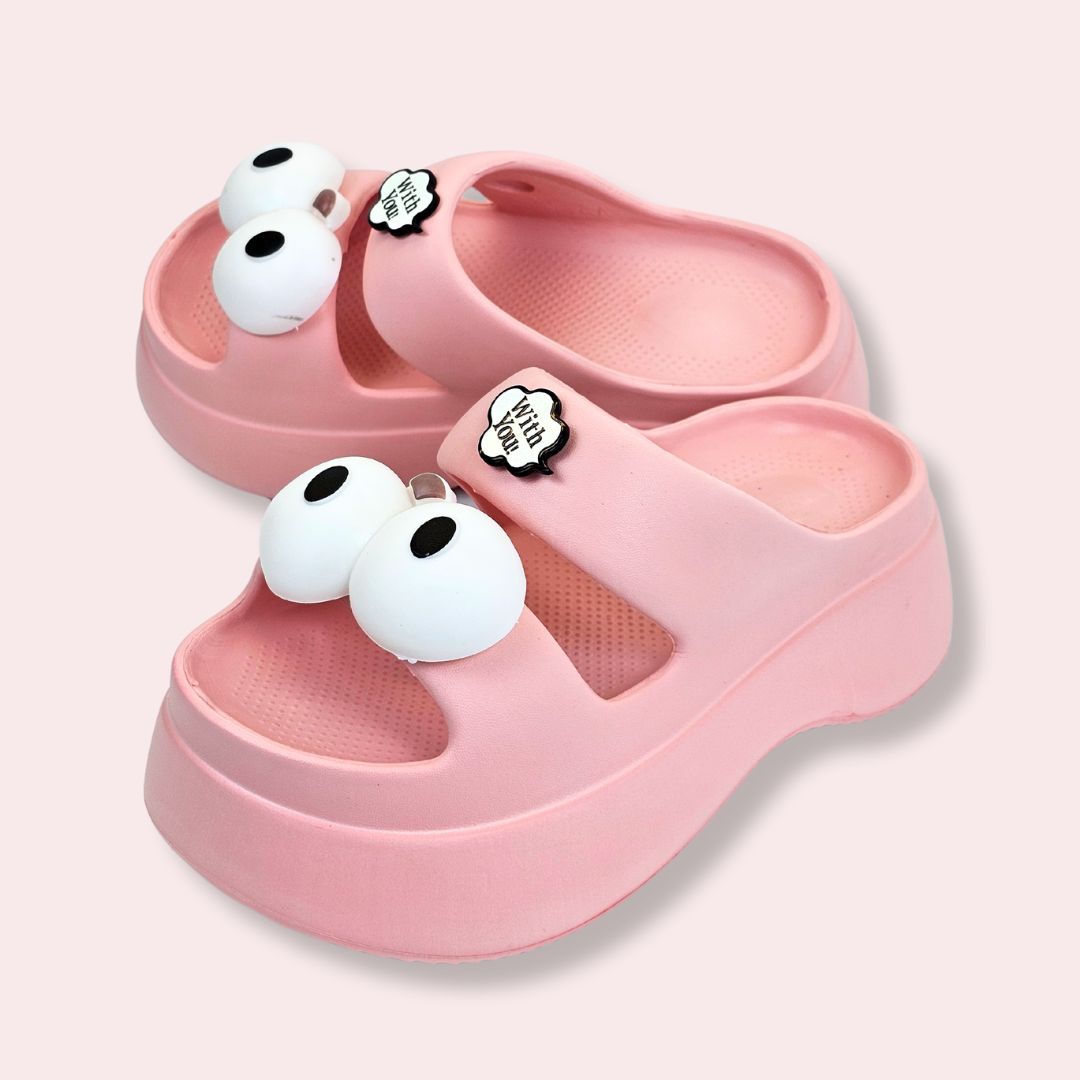 Pink Googly Toes Slides