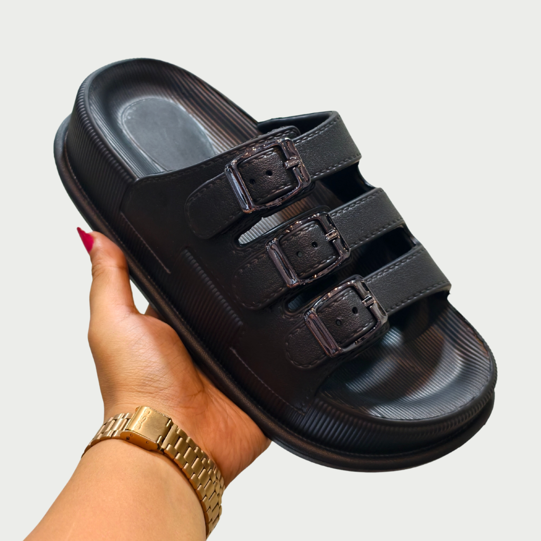 Triple Buckle Slippers