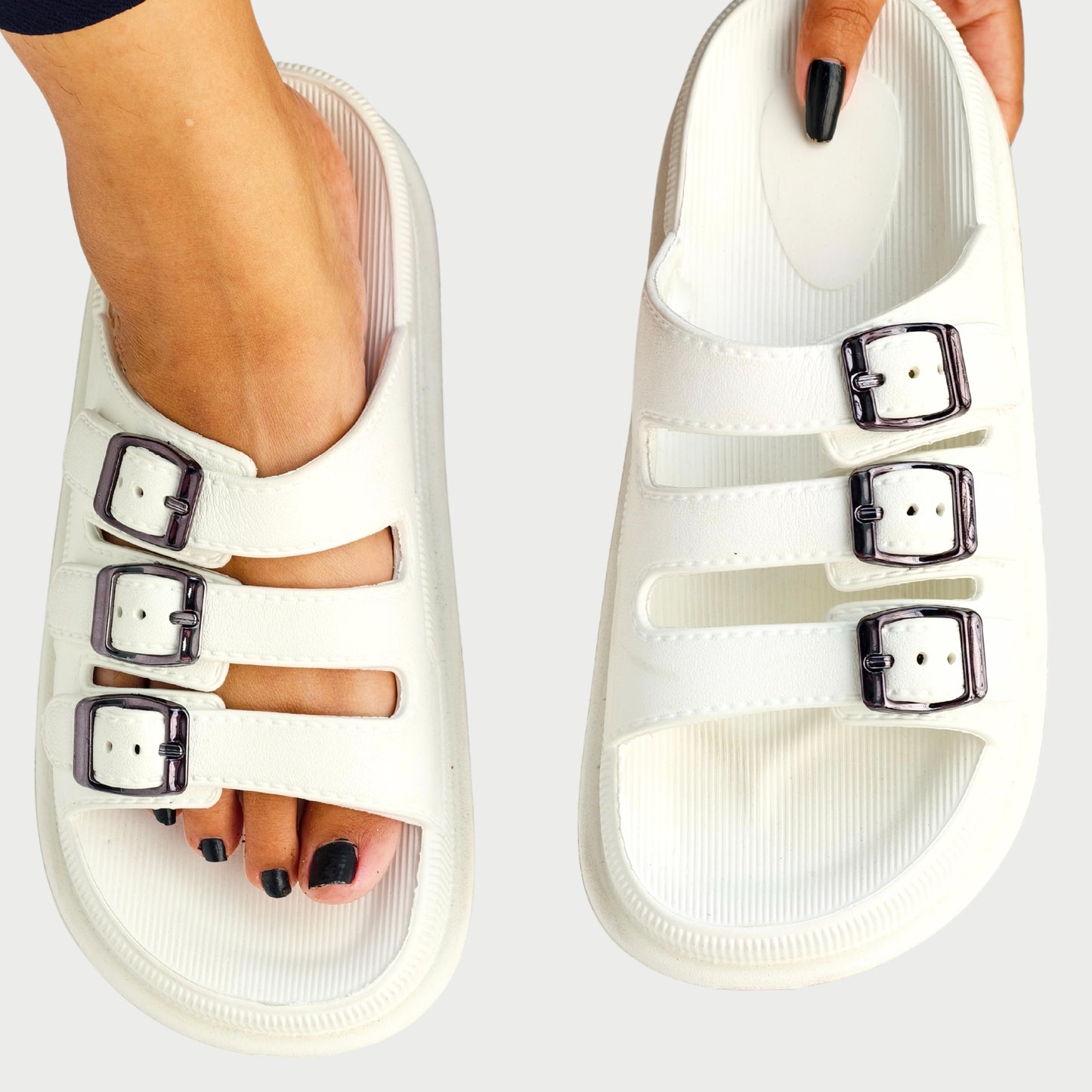Triple Buckle Slippers