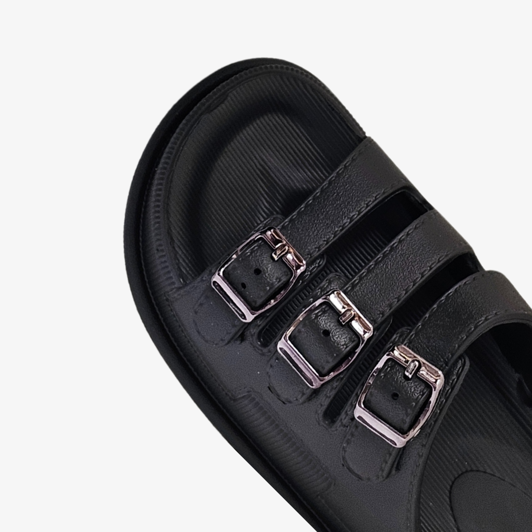 Triple Buckle Slippers