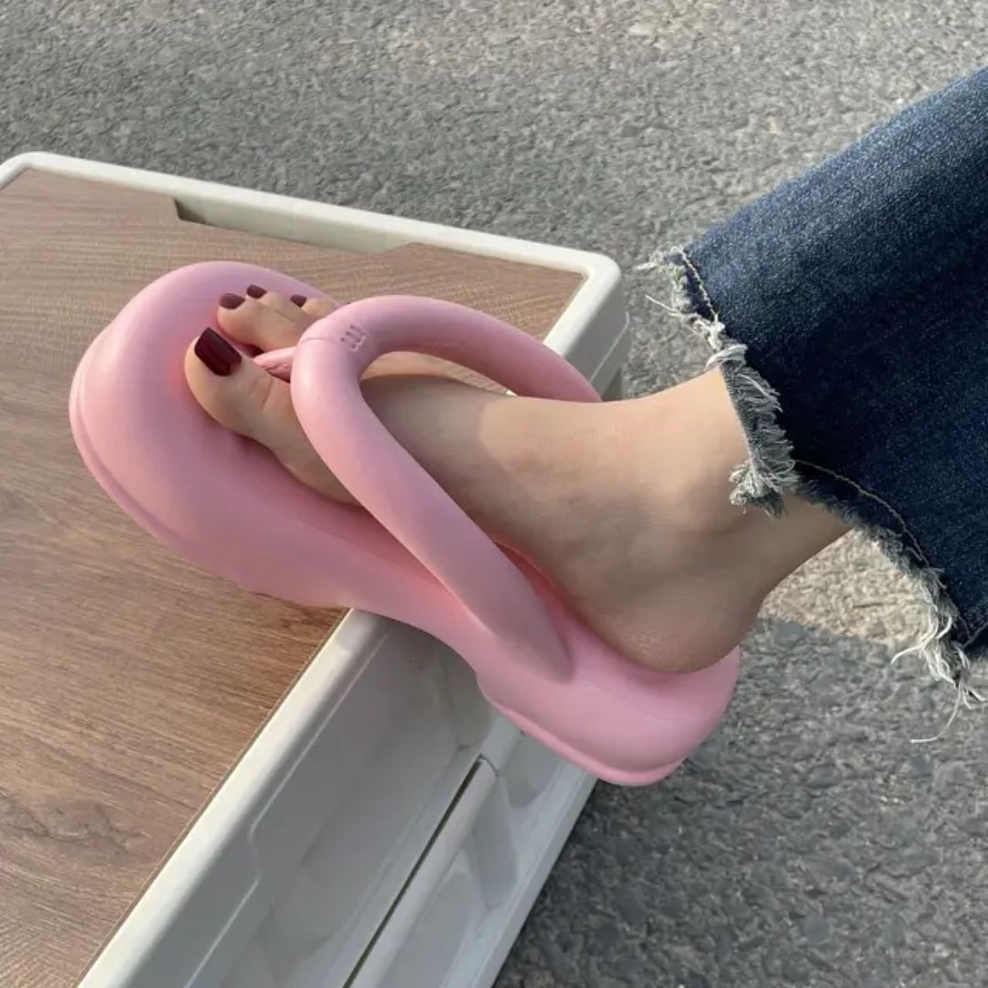 White Thick Sole Comfy Flip Flop