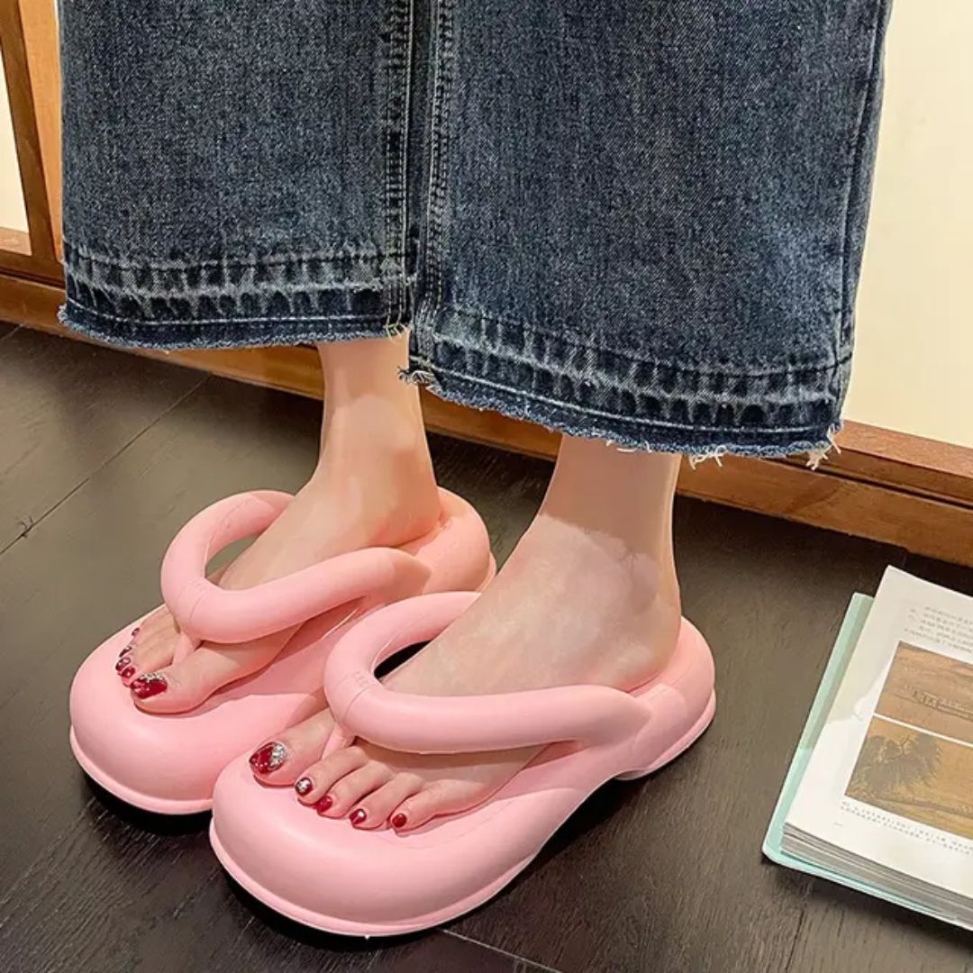 White Thick Sole Comfy Flip Flop