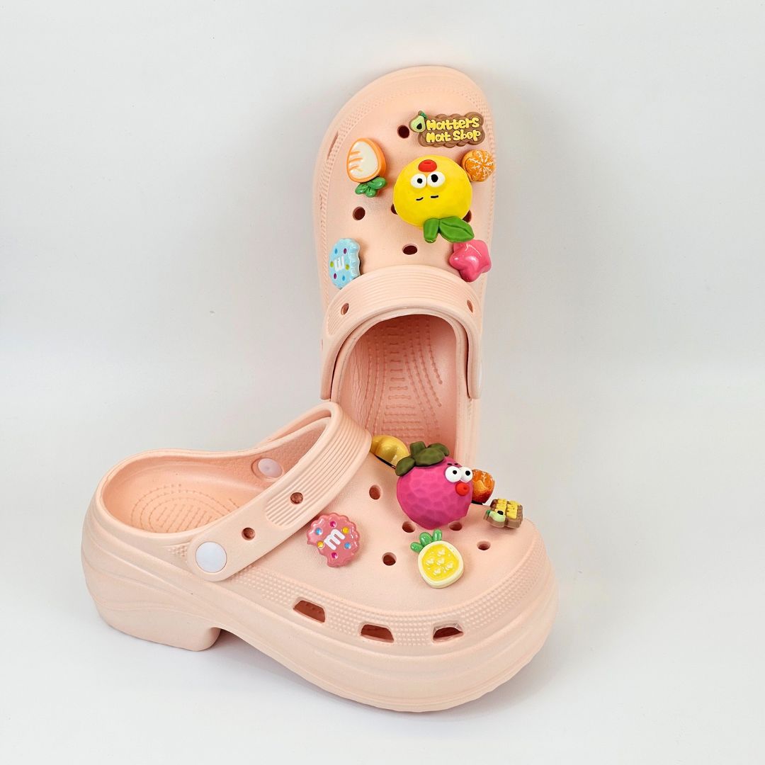 Fruit Jelly Heels Peach Clogs