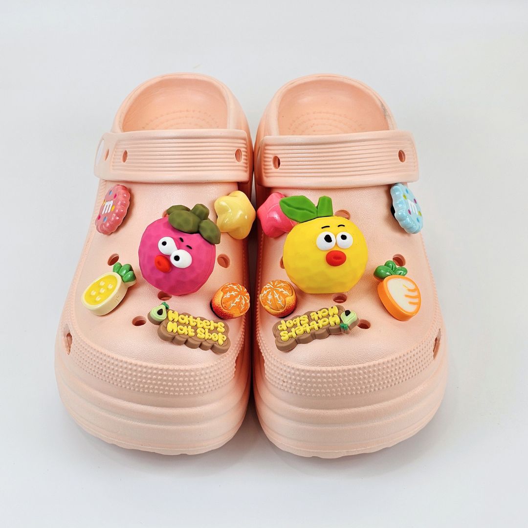 Fruit Jelly Heels Peach Clogs