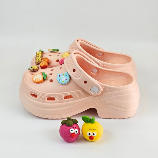 Fruit Jelly Heels Peach Clogs