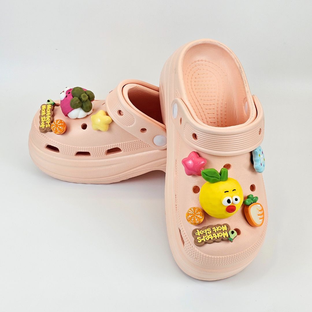 Fruit Jelly Heels Peach Clogs