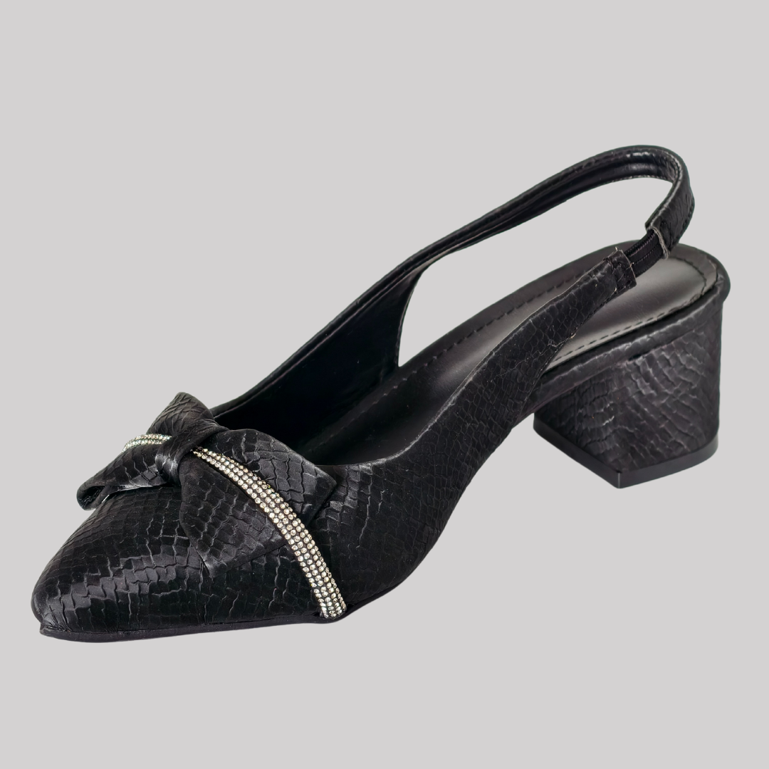 Sparkle Black Bow Heels