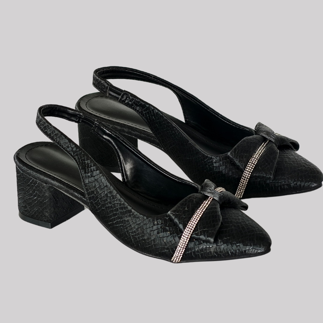 Sparkle Black Bow Heels