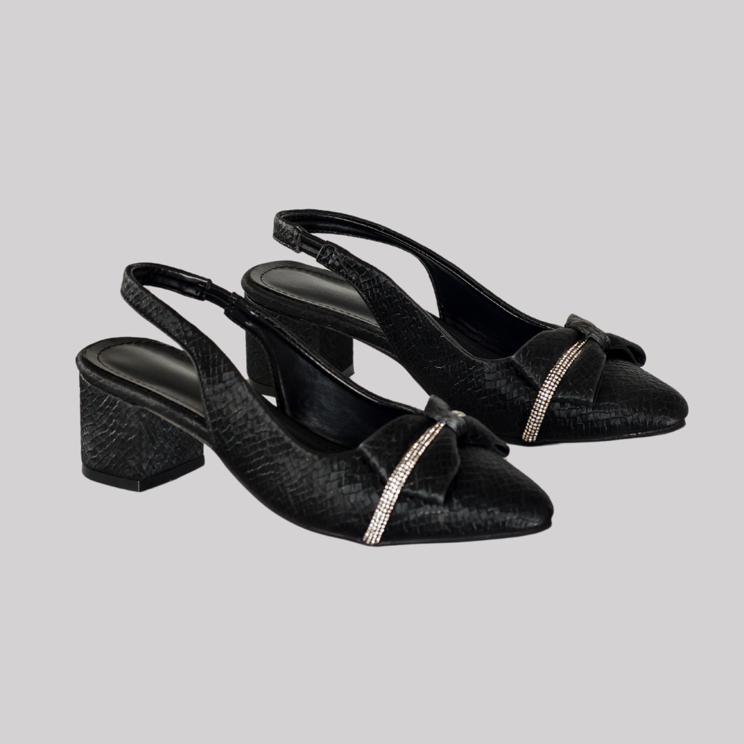 Sparkle Black Bow Heels