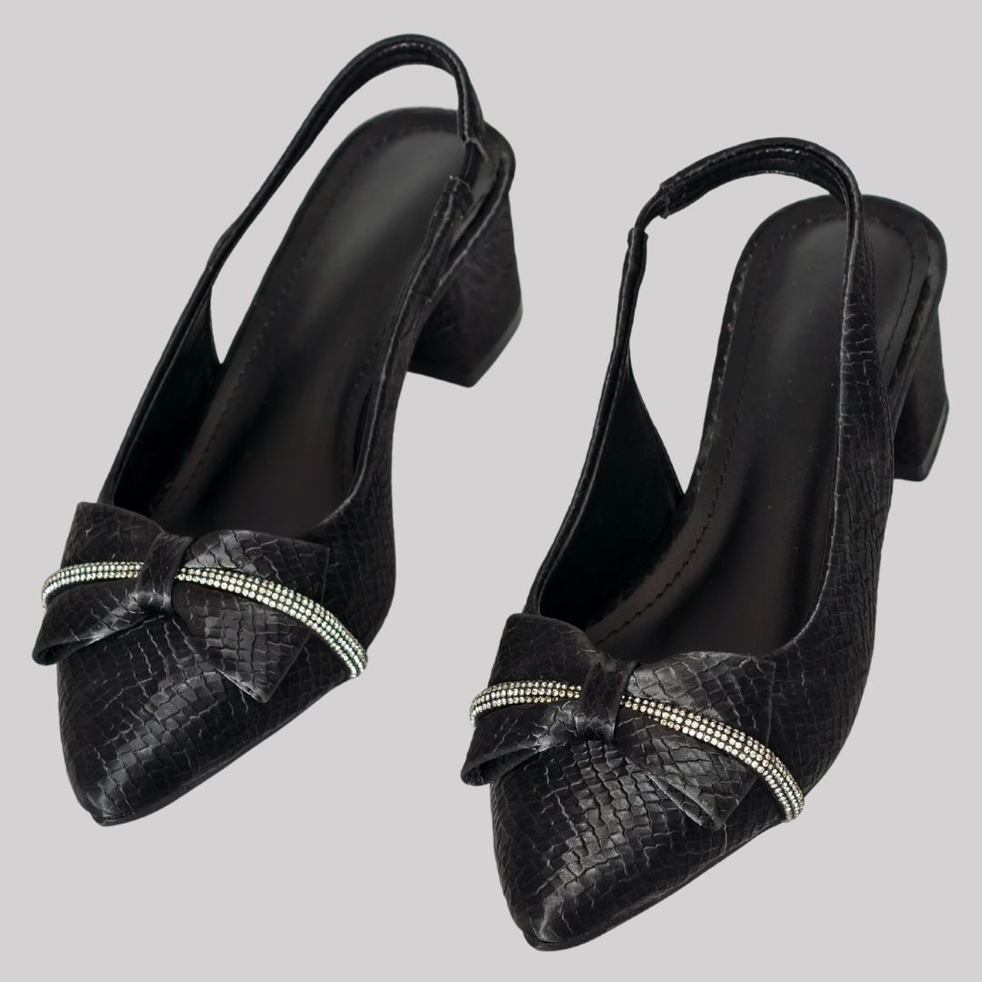 Sparkle Black Bow Heels