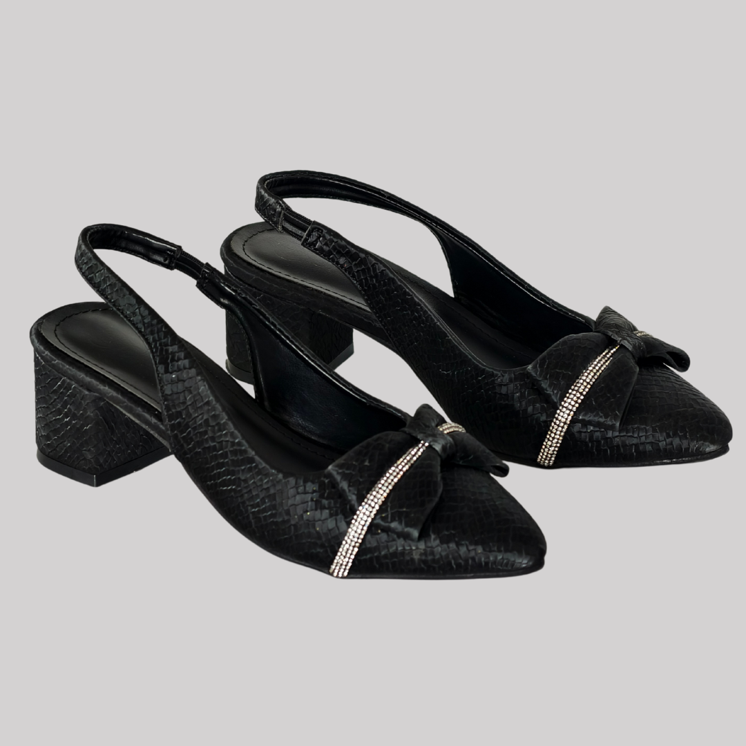 Sparkle Black Bow Heels
