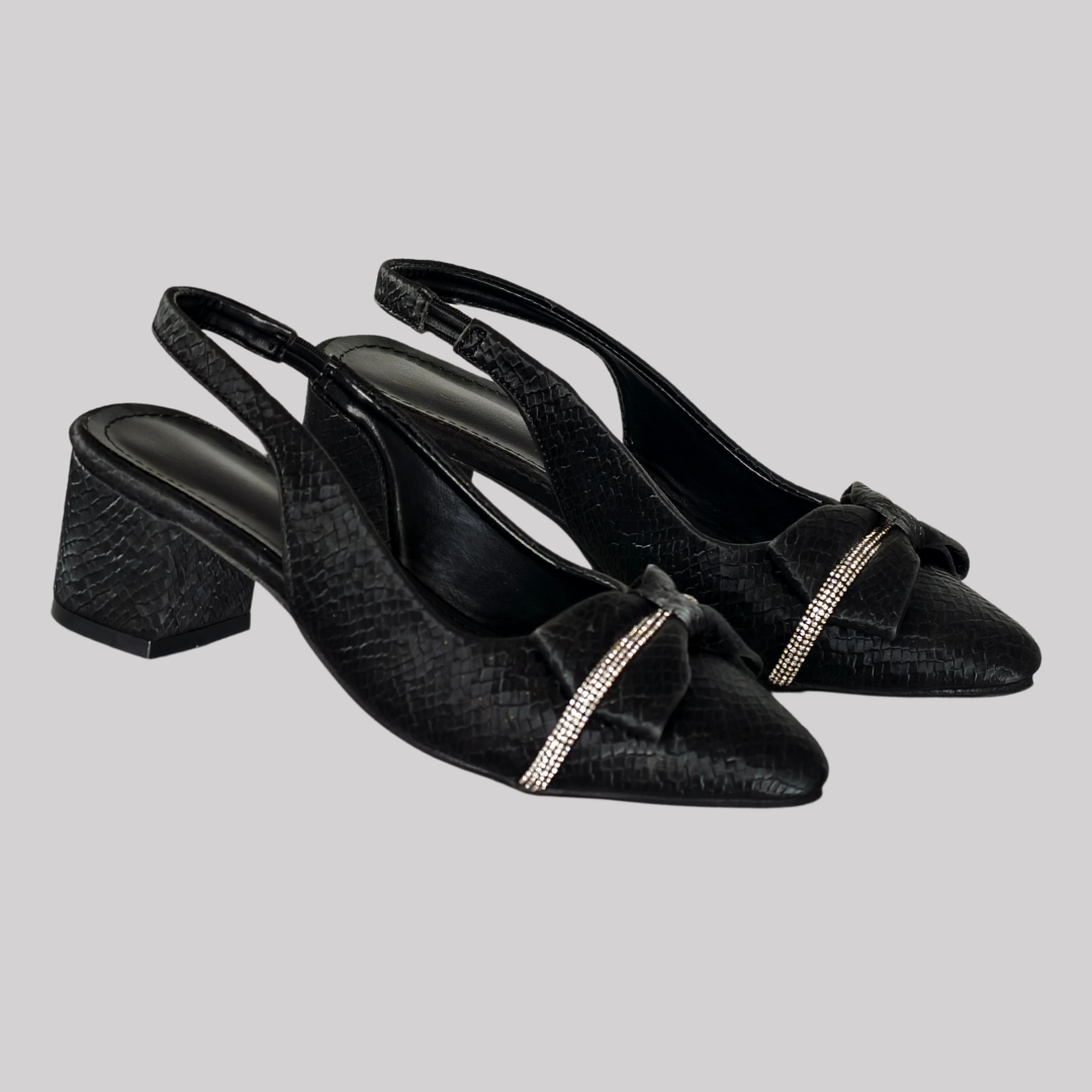 Sparkle Black Bow Heels