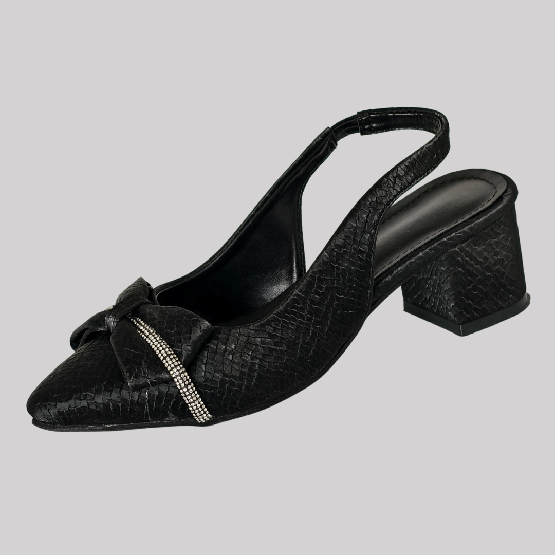 Sparkle Black Bow Heels