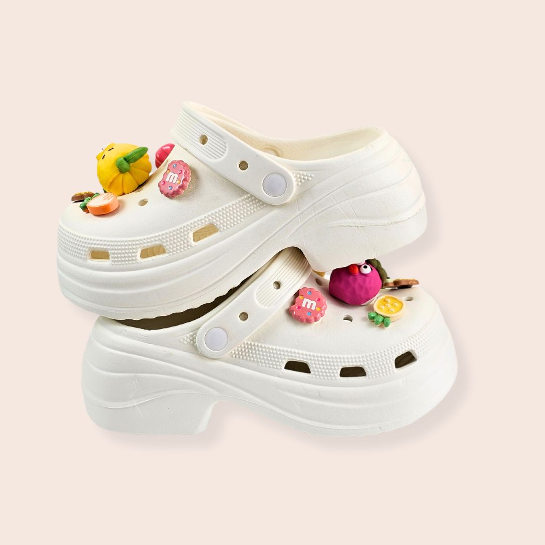 Fruit Jelly Heels white clogs