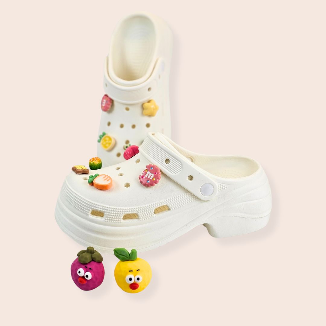 Fruit Jelly Heels white clogs