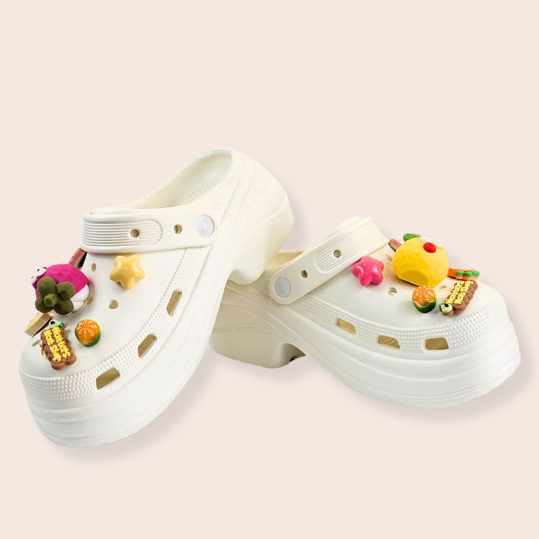 Fruit Jelly Heels white clogs