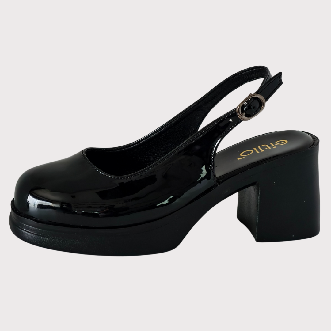 Black Block-Heeled Sandal