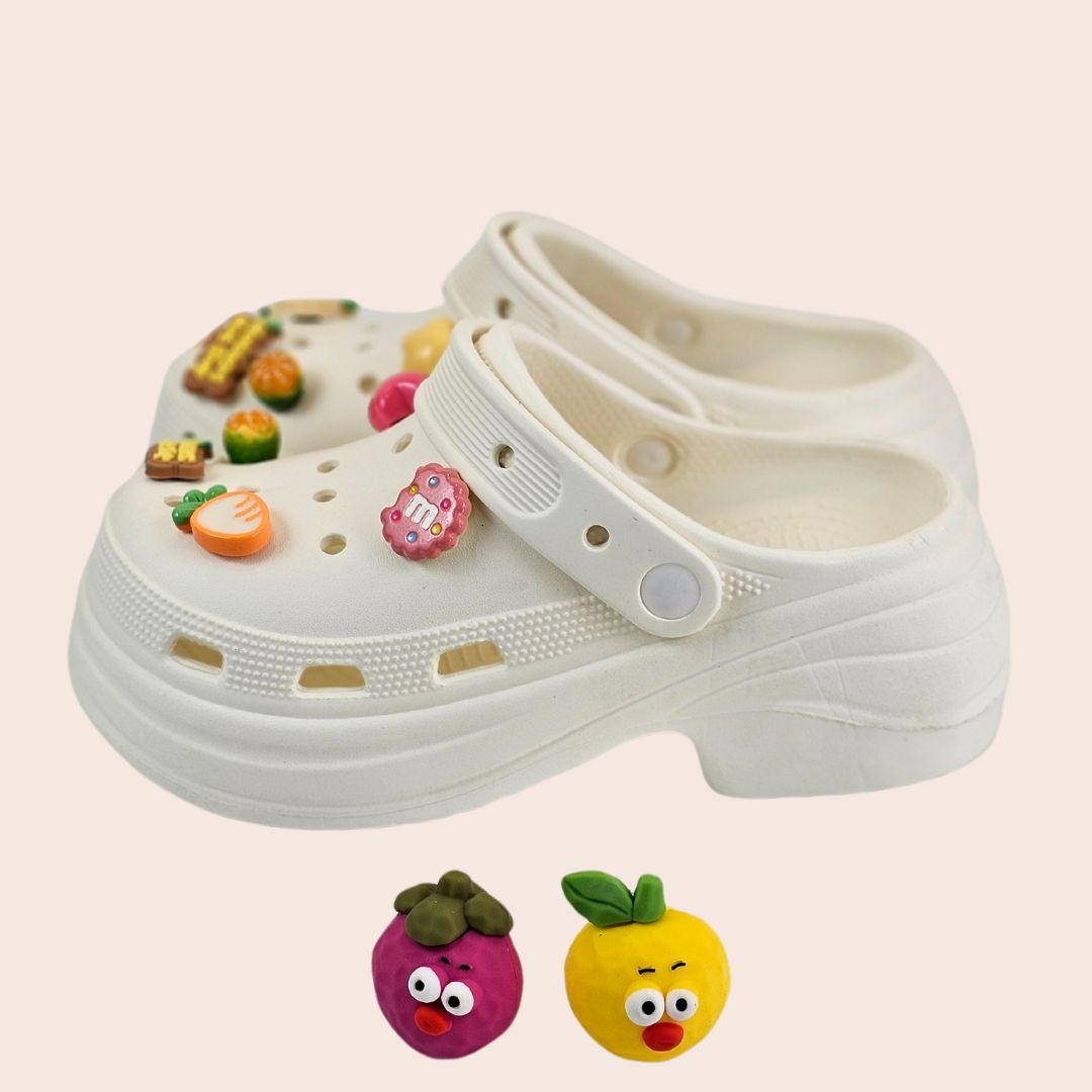 Fruit Jelly Heels white clogs