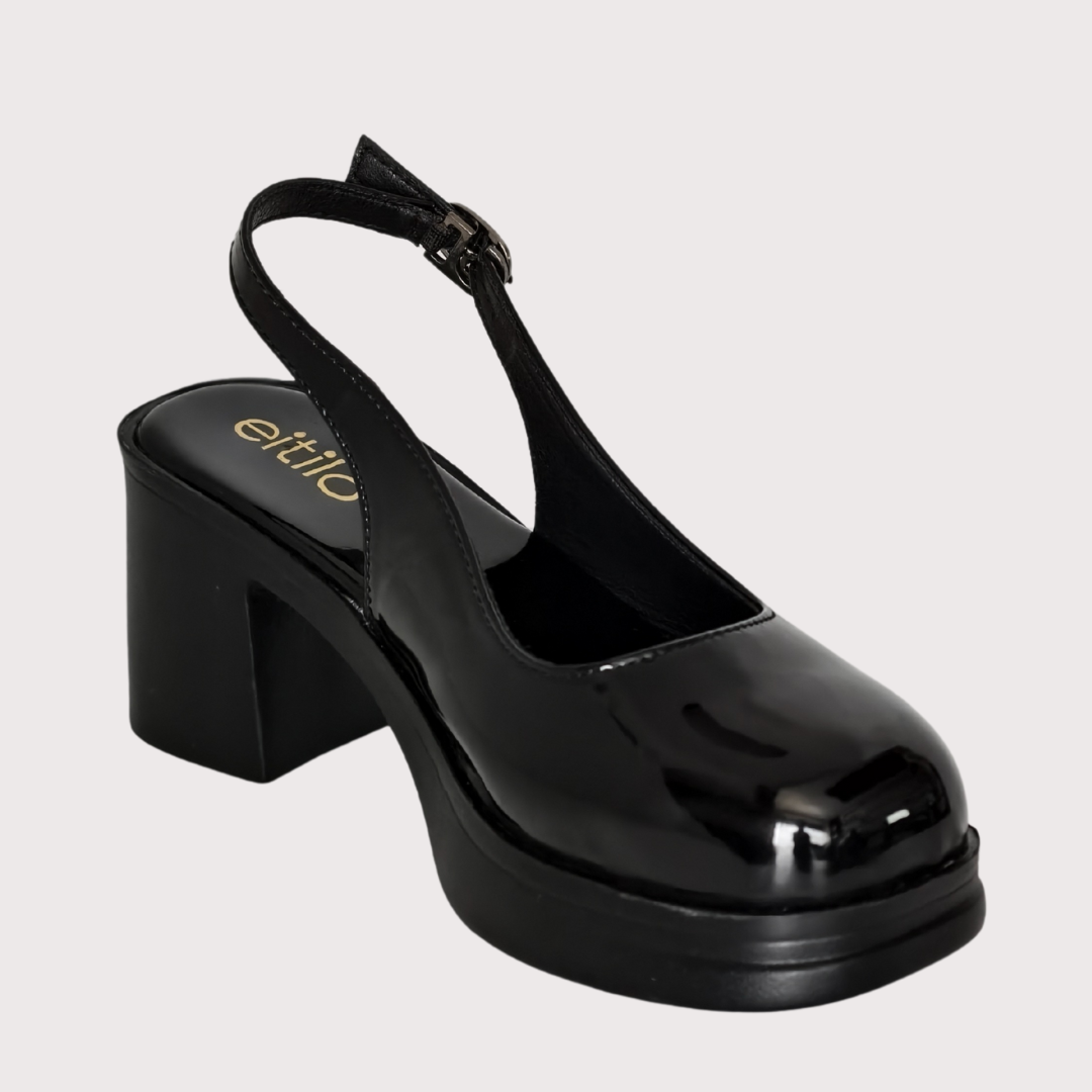 Black Block-Heeled Sandal