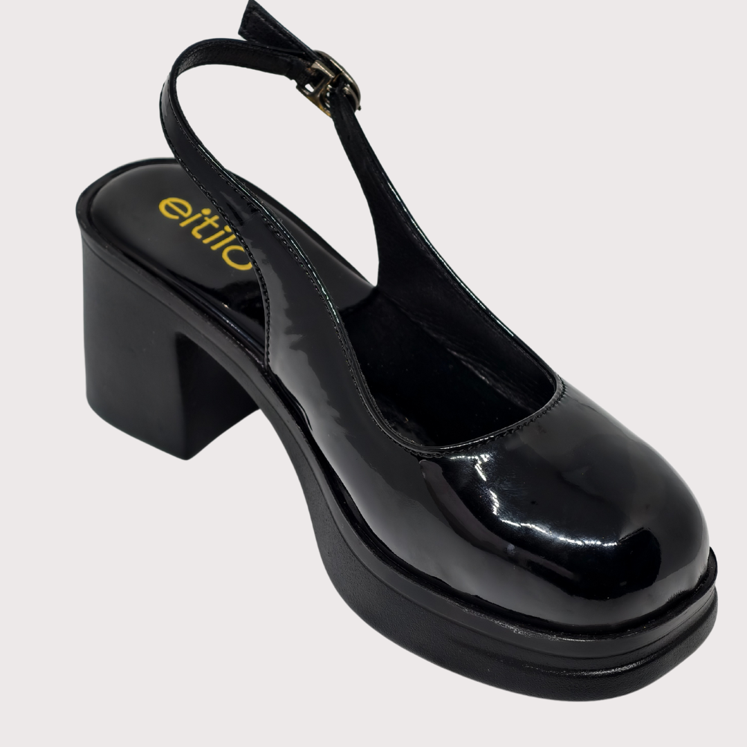 Black Block-Heeled Sandal