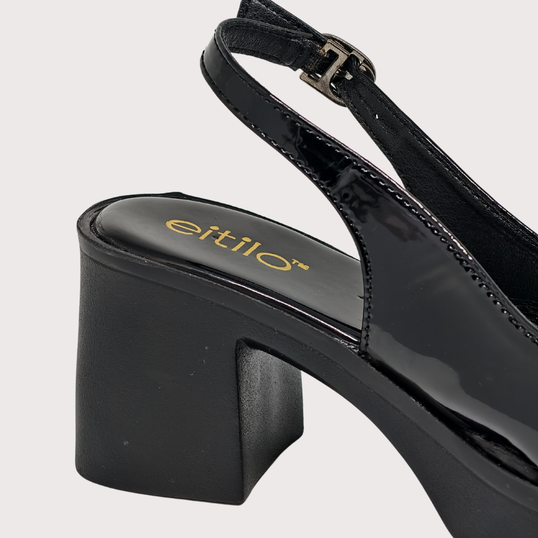Black Block-Heeled Sandal