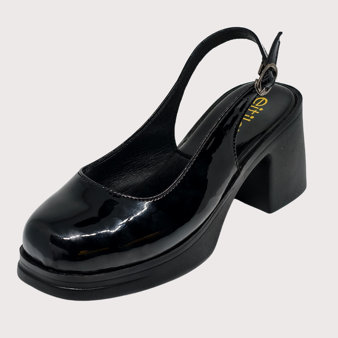 Black Block-Heeled Sandal