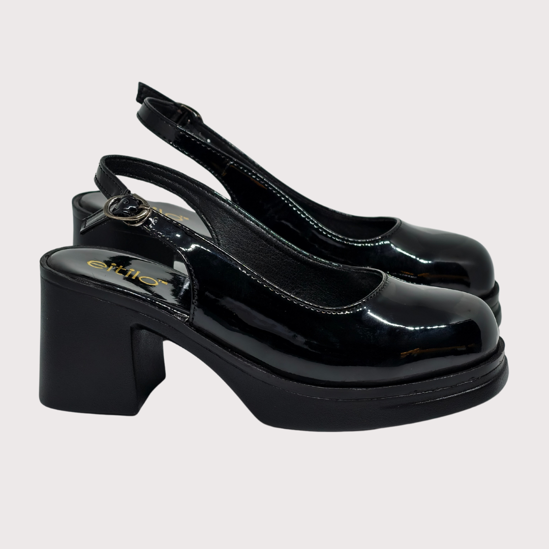 Black Block-Heeled Sandal