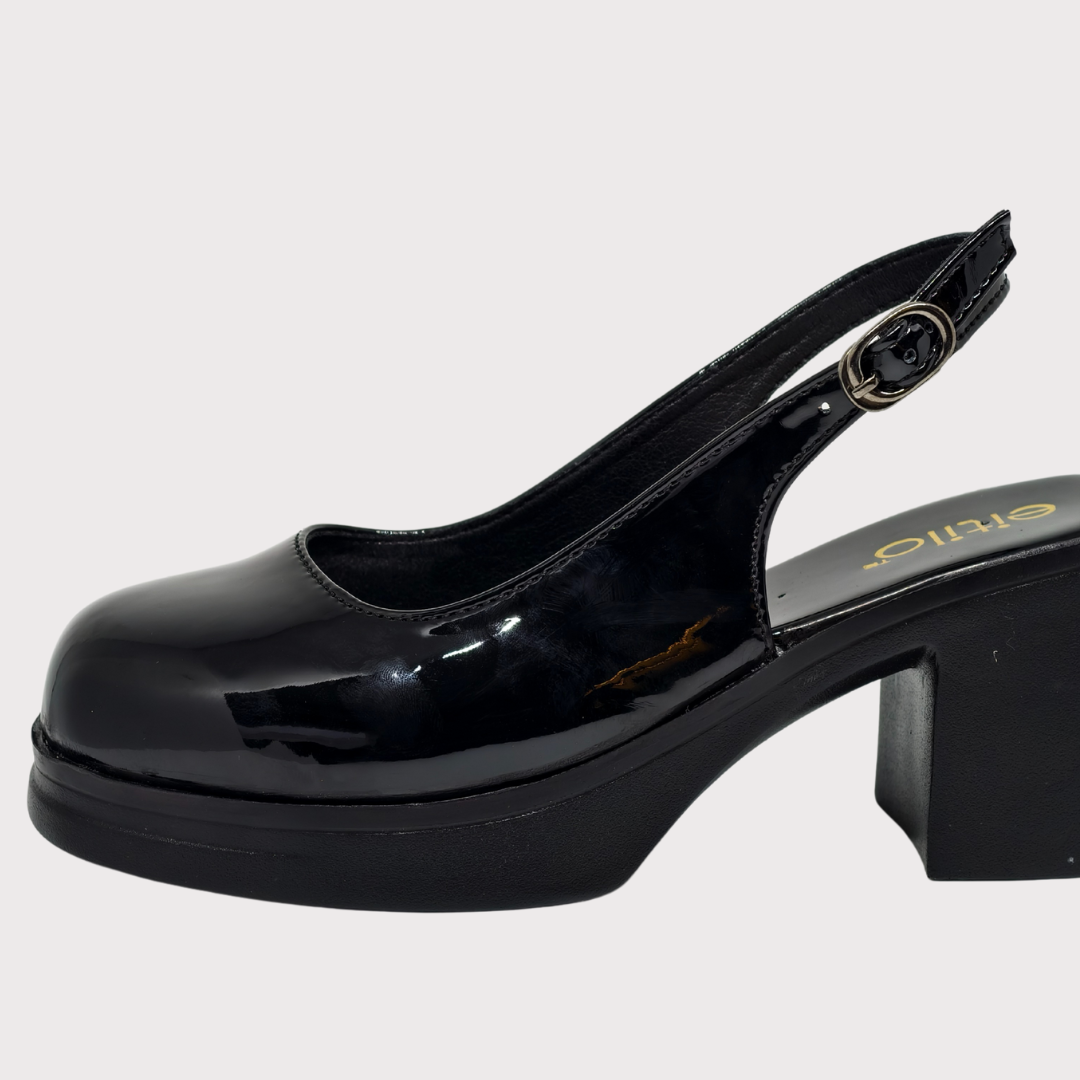 Black Block-Heeled Sandal