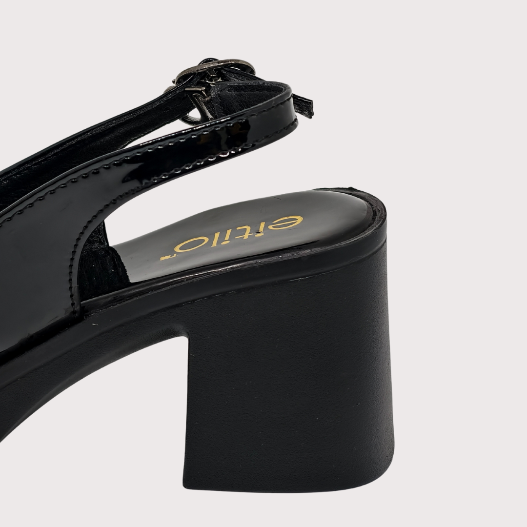 Black Block-Heeled Sandal
