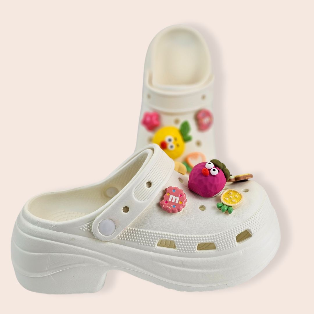 Fruit Jelly Heels white clogs