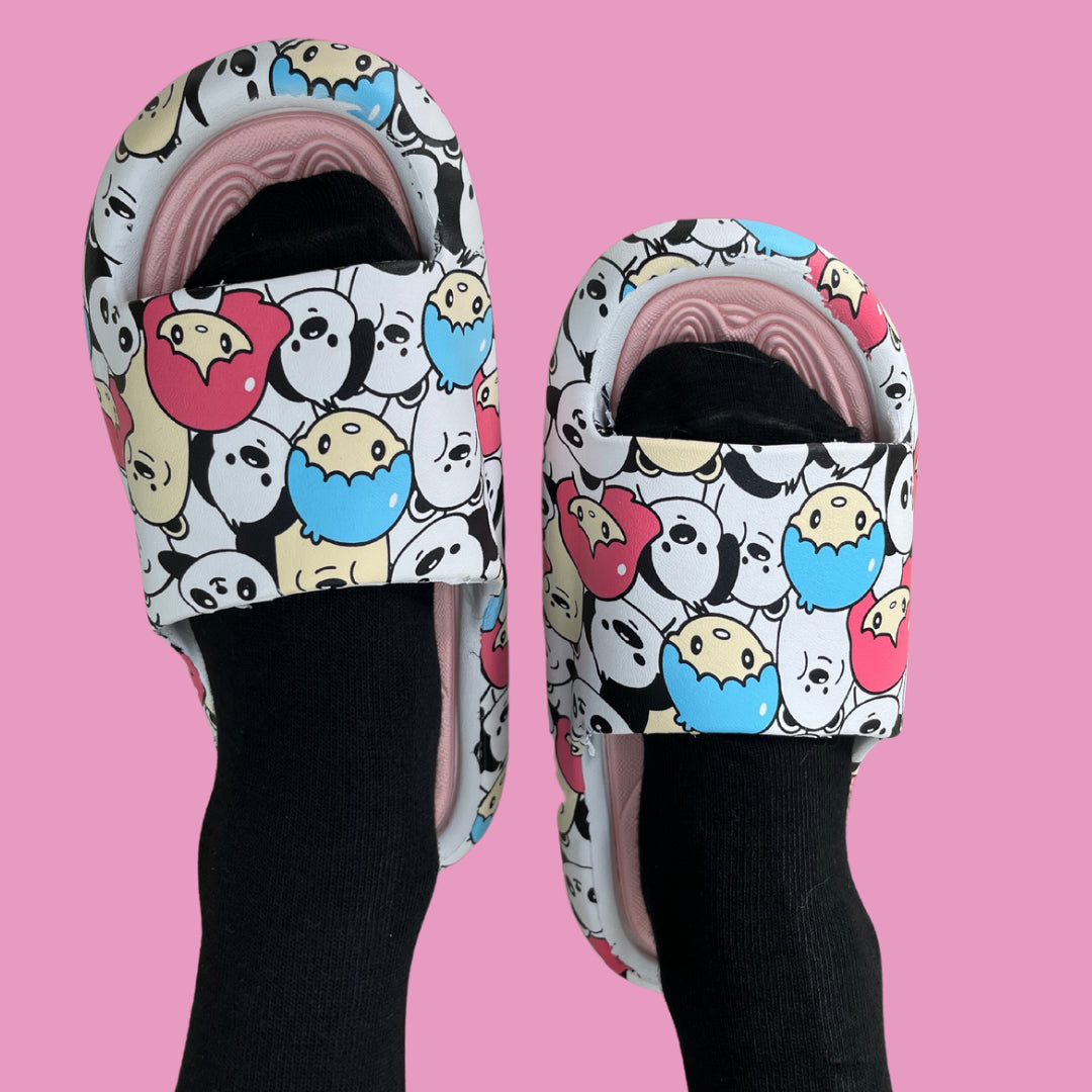 Cute Doodles Slides (Pink Sole)