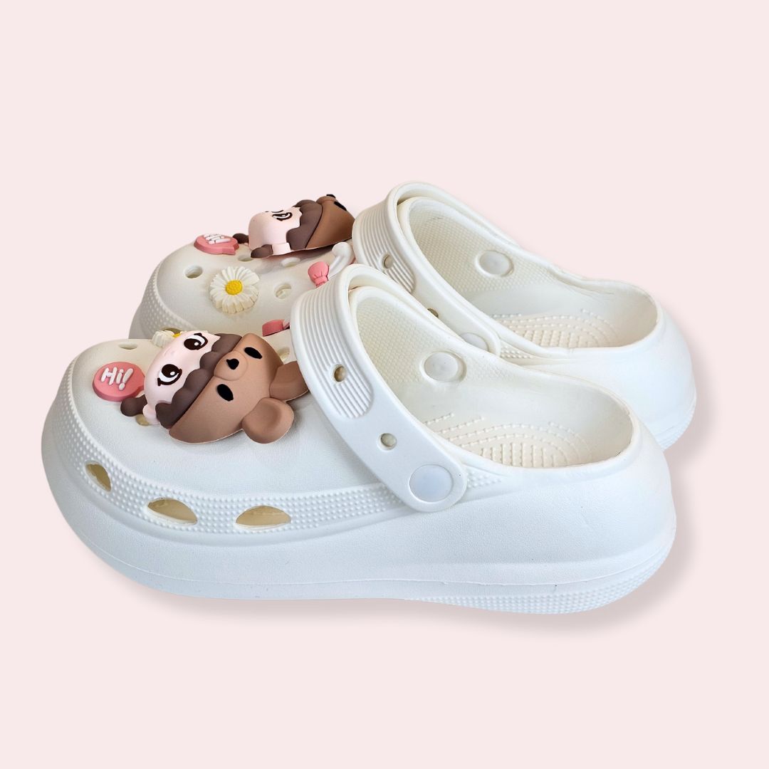 White Whimsical Bunny Clogs